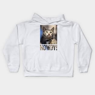 Cat with human baby teeth saying 'Howdy!' Kids Hoodie